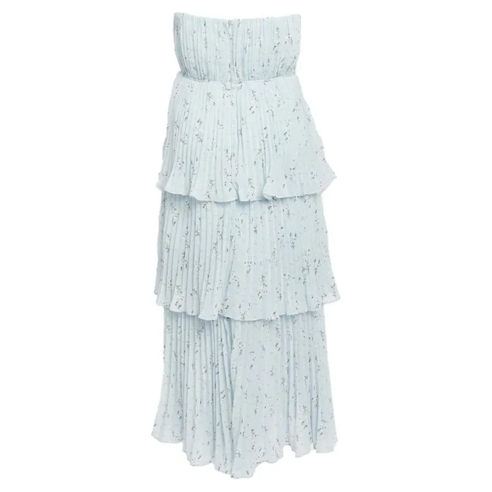 Blue Pleated Tiered Dress_3